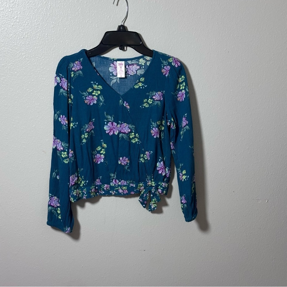 Justice Kids Girls Blue floral Blouse‎ size M